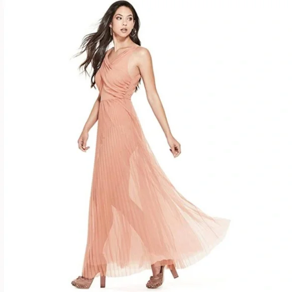 Guess Womens Paulina Sheer Sleeveless Evening Dress Pink 6